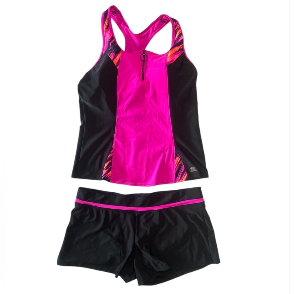 ZeroXposur Women's 2 Piece Scuba Tankini & Shorts Swimsuit Set Honeysuckle NWOT